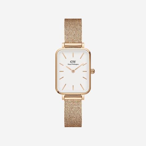 Quadro Pressed Melrose 20x26mm (White) Dw Watch, Daniel Wellington Women, Daniel Wellington Watch, Jewelry Staples, White Watch, Rose Gold Watches, Mesh Bracelet, Square Watch, Online Jewelry Store