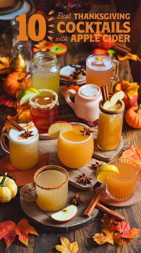 Discover the 10 Best Thanksgiving Cocktails with Apple Cider for a Cozy 
Celebration! Elevate your holiday gatherings with these delightful apple 
cider drinks that embody the spirit of fall. From warm cocktails for autumn 
to festive drink ideas, our holiday cocktail recipes are perfect for 
creating a welcoming atmosphere. Cheers to cozy fall beverages that will 
impress your guests and make your Thanksgiving unforgettable! Hot Toddy With Apple Cider, Thanksgiving Cocktails Apple Cider, Apple Cider Holiday Drink, Warm Thanksgiving Drinks, Apple Cider Thanksgiving Cocktail, Fall Cider Drinks, Sparkling Cider Drinks, Cocktails With Apple Cider, Thanksgiving Beverages