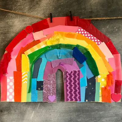 Rainbow Collage, Collage Craft, Sewing Painting, St Patrick Day Activities, Sensory Crafts, Rainbow Theme, Craft Blog, Art Activities, Arts And Crafts For Kids