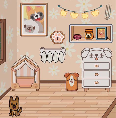 Toca Boca Dog Room Ideas, Pet Room, Dog Bedroom, Toka Boka, Paper Dogs, Animal Room, Dog Rooms, Toca Life, Dog Houses