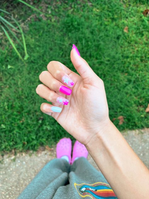 Pink Star Nails, Preppy Nails, Pink Star, Summer Inspo, Star Nails, Pink Stars, Cute Nail Designs, Cute Nails, Nail Ideas