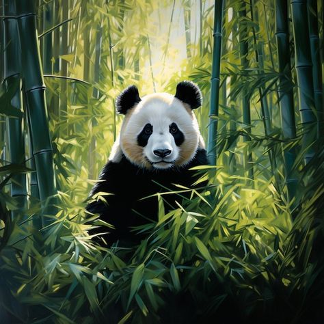 Premium Photo | A lone panda bear sitting amidst a lush bamboo grove in the forest Bamboo Grove, Bear Sitting, A Lone, Card Banner, Poster Invitation, Cartoon Clip Art, In The Forest, Nature Travel, Panda Bear