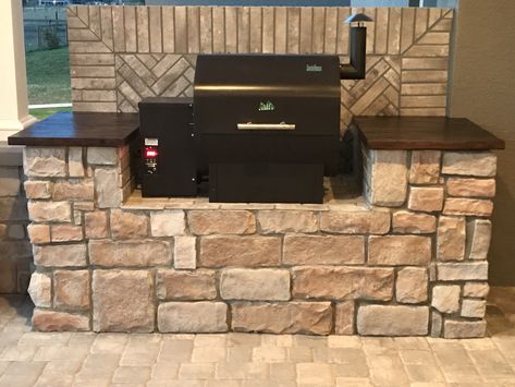 Outdoor kitchen pellet grill Pellet Grill In Outdoor Kitchen, Pit Boss Outdoor Kitchen, Outdoor Kitchen Pellet Grill, Built In Smoker Outdoor Kitchen, Pellet Grill Outdoor Kitchen, Outdoor Kitchen With Traeger Grill, Traeger Outdoor Kitchen Ideas, Built In Pellet Grill, Outdoor Kitchen With Pellet Grill