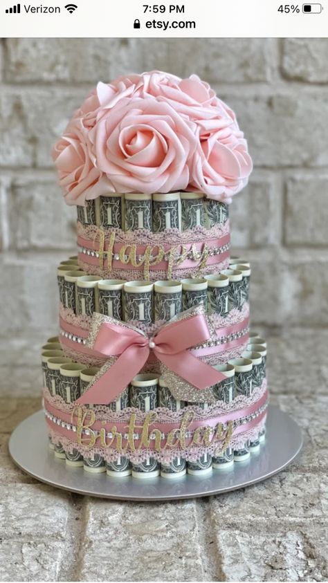 Creative Ways To Give Money, Ways To Give Money, Money Birthday Cake, Birthday Money Gifts, Graduation Money Gifts, Wedding Gift Money, Money Flowers, Graduation Money, Money Cake