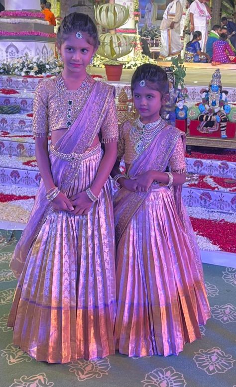 Half Saree Function Kids, Kids Saree, Diamond Haram, Saree Function, Half Saree Function, Kid Dress, Bridal Anklet, Lehenga Design