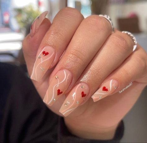 Vday Nails Valentines Day, Valentines Day Nails Pink, Nails Valentines Day, Vday Nails, Unghie Nail Art, Valentines Day Nails, Nails Valentines, Romantic Nails, February Nails