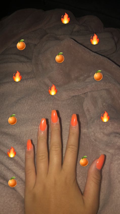 Gorgeous fluorescent orange Fluorescent Orange Nails, Fluorescent Orange, Orange Nails, Convenience Store Products, Orange, Nails