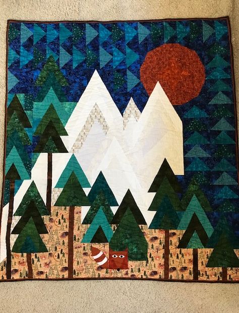 "Mountains are calling" quilt for my new nephew. Laurel Burch Horses, Mountain Quilt Pattern, Mountain Quilt, Collage Quilts, Horse Fabric, Mountain Quilts, Mountains Are Calling, Laurel Burch, Landscape Projects