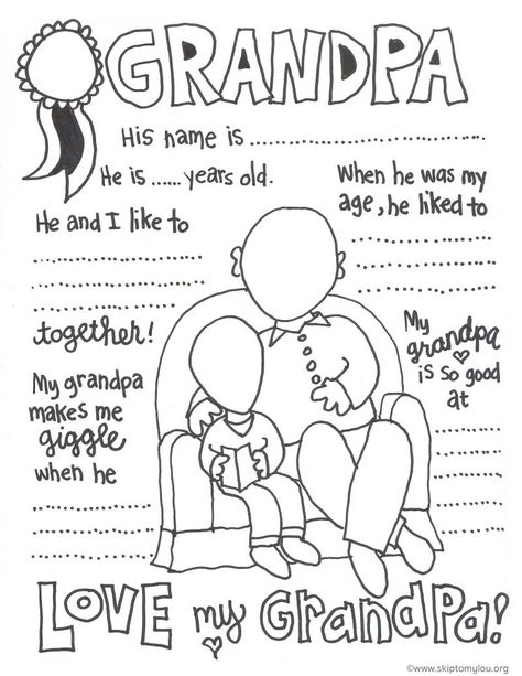 Free Granddad coloring page! Simply print in black and white on white card stock. Perfect for a handmade grandparent gift idea. #coloring #grandparent #gift Grandparents Day Activities, Happy Birthday Grandpa, Grandparents Day Crafts, Fathers Day Coloring Page, Father's Day Activities, Lights Ideas, Father's Day Diy, Dad Day, Fathers Day Crafts