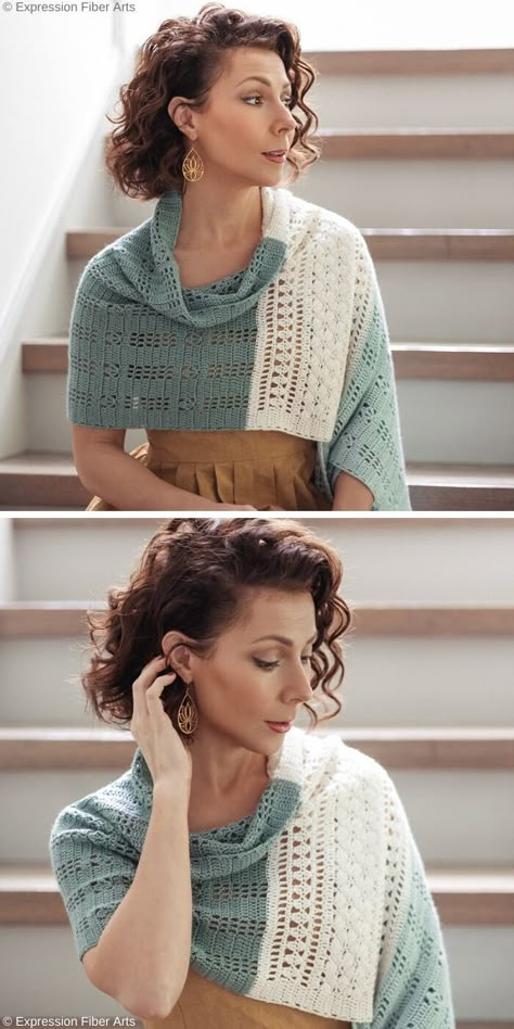 Stunning Crochet Shawls. Hurry up, because this gorgeous shawl is only free for a limited time! This lovely project is so feminine and delicate! However you can easily incorporate it into a more modern and sharp look if you like to. For instance, it will beautifully pair up with a leather jacket and a colorful dress!  #freecrochetpattern #shawl #wrap Prayer Shawl Crochet Pattern, Modern Haken, Crochet Shawl Free, Delicate Crochet, Crochet Crop Top Pattern, Crochet Shawl Pattern Free, Crochet Tops Free Patterns, Crochet Shawls And Wraps, Crochet Shawls