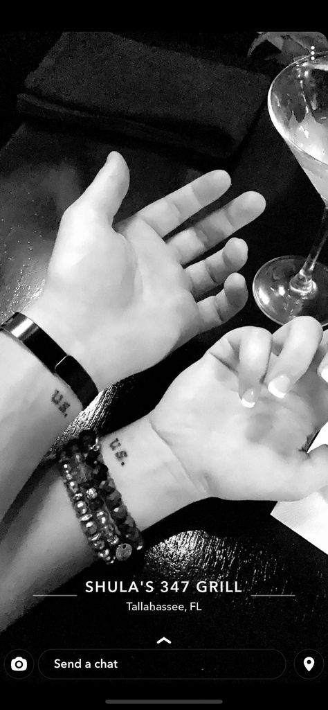 Small matching couple tattoo with meaning. Guy And Girl Matching Tattoos, Lowkey Couple Tattoos, Boy Girl Matching Tattoos, Matching Dark Tattoos Couples, Ex Couple Matching Tattoos, Dark Couple Tattoo Ideas, Small Couple Tattoos With Meaning, Cute Minimal Couple Tattoo, Connecting Tattoos