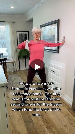 18K views · 1.8K reactions | Resistance band. Two exercises here.  First one is for posture, and the second one is for the back of the arm working the triceps.##fitnesstips##resistancebands##triceps#posture##fitnessforall##over50workout##fitnessover50 | Easyfitnessover50 | easyfitnessoverfifty · Original audio Back Exercises Using Resistance Bands, Resistance Band Exercises For Posture, Resistance Band Exercises For Chest For Women, Figure 8 Resistance Band Exercises, Back Fat Exercises With Resistance Bands, Band Excersises Resistance, Arm Work, Posture Exercises, Resistance Band Exercises