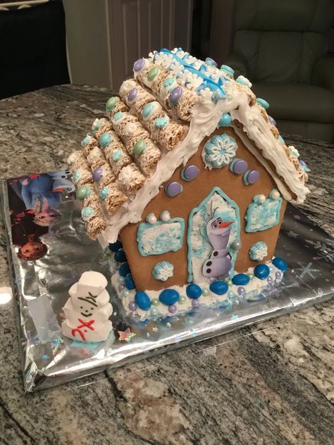 Frozen Theme Gingerbread House, Frozen Themed Gingerbread House, Frozen Gingerbread House, Gingerbread Competition, Grandma's Kitchen, Grandmas Kitchen, Frozen Theme, Christmas Gingerbread House, Gingerbread Houses