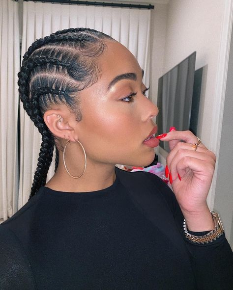 Find out the history behind cornrows, learn how to cornrow braid your hair and get inspired with our gallery of the best cornrow styles. Long Cornrows, Faux Locs Styles, Tristan Thompson, Jordyn Woods, Small Braids, Cornrows Braids, Cornrow, Cornrow Hairstyles, African Braids