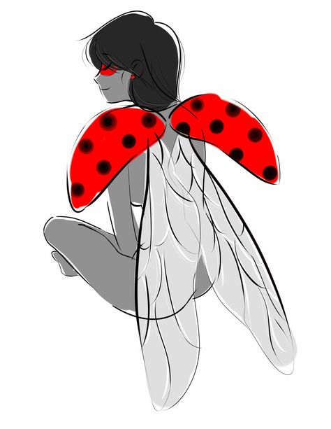 Ladybug Wings Drawing, Ladybug Character Design, Marinette Costume, Ladybug Suit, Ladybug Redesign, Ladybug Fairy, Ladybird Insect, Ladybug Wings, Crafts Corner