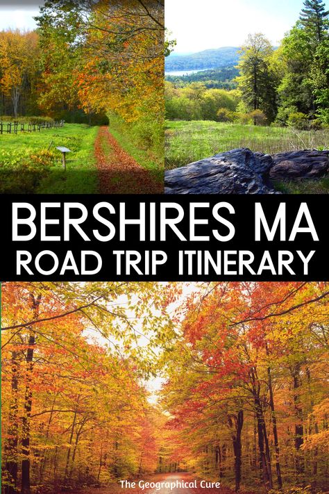 Considering a vacation or road trip in the Berkshires, in bucolic western Massachusetts? The Berkshires are dusted with magic and the perfect place for a New England road trip. The region evokes an earlier America, right out of a Norman Rockwell painting. In this guide, you'll find all the must see towns, hikes, landmarks, museums, and restaurants in the Berkshires. Art Travel | New England Travel | US Road Trips | Fall Foliage Drives | Boston Getaways | NYC Getaways | Massachusetts Travel Berkshires Massachusetts, Road Trip Stops, England Road Trip, Fall Foliage Road Trips, Massachusetts Travel, Boston Public Garden, New England Road Trip, England Trip, Boston Travel