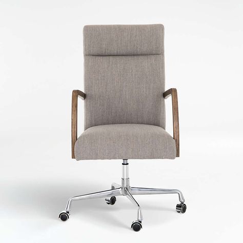 Cermak Office Chair | Crate and Barrel Office Workout Space, Chic Workspace, Office 2023, Office Workout, First Home Decor, Office Redesign, House Branding, Loft Office, Classic Desk