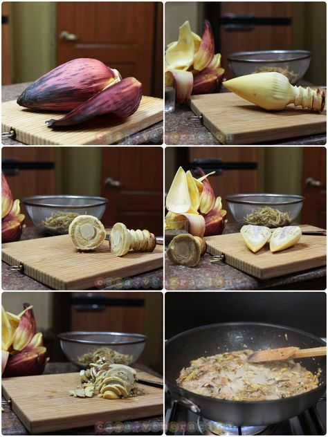 Banana Heart, Banana Plants, Heart Food, Filipino Dishes, Banana Recipes, Filipino Recipes, Spring Rolls, Tempura, Food Illustrations