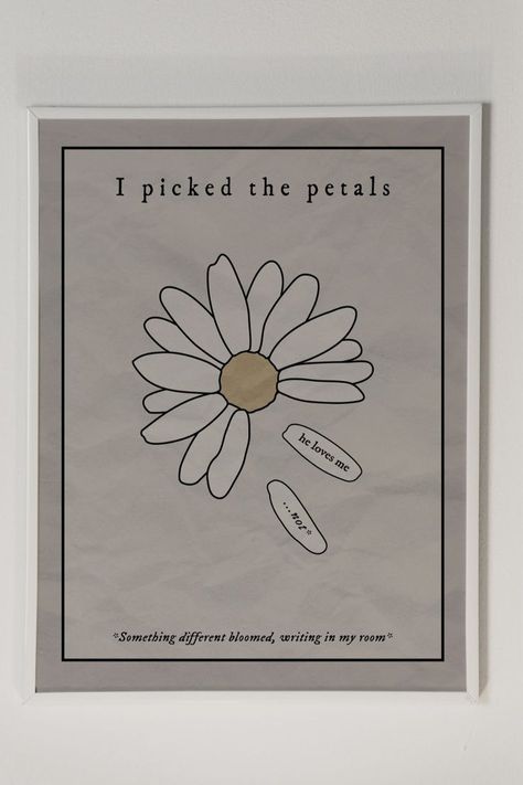 Art print inspired by Taylor Swift new album Midnights from the song You're On Your Own, Kid of the lyrics "I picked the petals, he loves me not. Something different bloomed, writing in my room" Taylor's version, poster, design, modern, minimalistic, minimal, daisies, wallpaper, background Daisies Wallpaper, You're On Your Own Kid, Lyrics Taylor Swift, Taylor Swift New Album, Taylor Swift Drawing, Taylor Swift Midnights, Taylor Swift New, Minimalist Drawing, Small Canvas Art