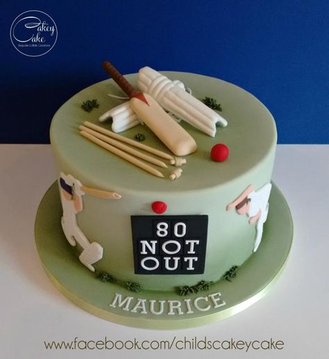 80 Not Out by CakeyCake Birthday Cake Ideas For Men, Cricket Birthday Cake, Cricket Theme Cake, Cake Ideas For Men, Ideas For Birthday Cake, Cricket Cake, New Cake Design, Golf Cake, 80 Birthday Cake