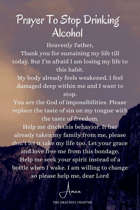 Prayer to stop drinking alcohol - prayers for breaking bad habits Scripture For Alcoholics, Encouraging Words For Alcoholics, Prayers To Quit Drinking, Encouragement For Alcoholics, Prayers For Alcoholics Husband, Prayer Against Bad Thoughts, Stop Alcohol Quit Drinking Quotes, Stop Drink Alcohol Quotes, How To Stop Alcohol Quit Drinking