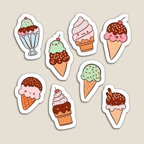 Get my art printed on awesome products. Support me at Redbubble #RBandME: https://www.redbubble.com/i/magnet/Cute-ice-cream-pattern-by-Yarafantasyart/140913559.TBCTK?asc=u Emoji Stickers Iphone, Ice Cream Pattern, Cute Ice Cream, Printed Stickers, Happy Stickers, Emoji Stickers, Plastic Stickers, Sticker Ideas, Craft Club