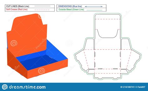 Display Box Template, Dieline Packaging Boxes, Pop Up Box Template, Display Box Packaging, Box Dieline, Packaging Dielines, Box Design Templates, Pop Cat, Keychain Display