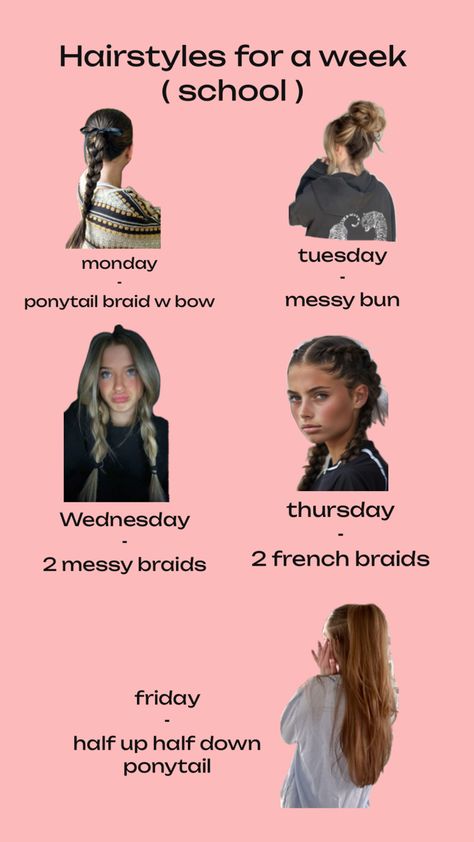 #hair #aesthetic #hairinspo #inspo #hairstyles #softball #school #preppy Hairstyles For A Week, Inspo Hairstyles, School Preppy, Softball Hairstyles, Cute Hairstyles For School, Messy Braids, Hair Aesthetic, Braided Ponytail, French Braid