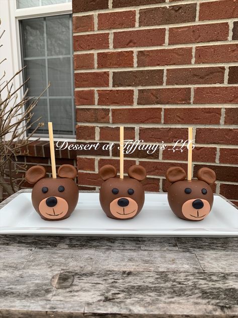 Bear Candy Apples, Bear Baby Shower Cake, Chocolate Covered Apples, Baby Shower Chocolate, Chocolate Apples, Bear Baby Shower Theme, Teddy Bear Party, Baby Shower Candy, Teddy Bear Cakes