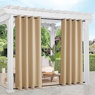 Amazon.com: NICETOWN Greyish White Outdoor Curtain for Patio Waterproof, Windproof Patio Covers for Shade and Rain UV Protection Thermal Insulated Vertical Drapes for Front Porch & Canvas, 1 Panel, W52 x L84 : Home & Kitchen Curtains Patio, Curtains For Patio, Outdoor Curtains For Patio, Curtain Weights, Curtain Headings, Pool Shower, Bedroom Patio, Patio Curtains, Garden Windows