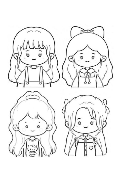 Blackpink Doodle Art, Kid Painting, Girl Outlines, Paper Doll Printable Templates, Chibi Sketch, Cute Easy Doodles, Cool Album Covers, Cartoon As Anime