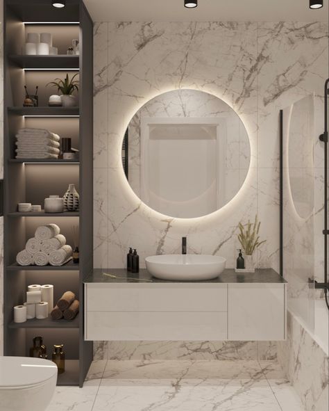 Cabinet Ideas For Bathroom, Mirror Design Washroom, Mirror Toilet, Washroom Vanity Designs, High End Bathroom, Mirror Design Washbasin, Grey Marble Washroom, Washbasin Mirror With Storage, تصميم دورة مياه