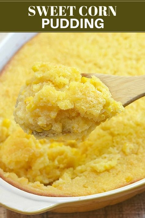 Sweet Corn Spoonbread is perfectly sweet, super moist and loaded with corn flavor. It's easy to make and is sure to be a crowd favorite! #spoonbread #baked #corn #cornpudding #sidedish #comfortfoods #easyrecipe Onion Pudding, Corn Pudding Casserole, Corn Pudding Recipe, Sweet Corn Casserole, Sweet Corn Pudding, Corn Casserole Recipe, Corn Pudding, Favorite Meals, Corn Recipes