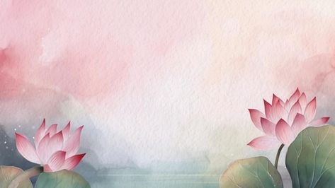 Photo watercolor background with a lotus... | Premium Photo #Freepik #photo #watercolor-illustration #lotus-watercolor #waterlily #lotus-pond Lotus Background, Bg Video, Lotus Illustration, Lotus Watercolor, Lotus Flower Images, Lotus Flower Wallpaper, Lotus Wallpaper, Lotus Temple, Ppt Background