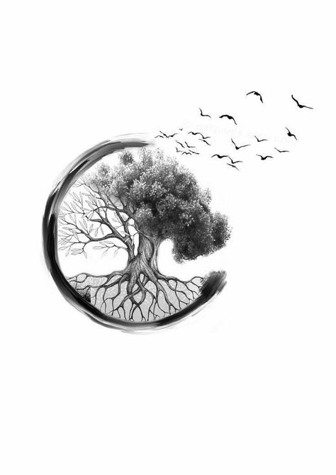 #ElegantTattoos #FineLineTattoo #ChicTattoos #ArtisticInk #SophisticatedTattoo #DelicateTattoo #MinimalistTattoo #ElegantInk #StylishTattoos #ElegantBodyArt Tree And Birds Tattoo, Tree Moon Tattoo, Yggdrasil Tattoo, Tattoo Therapy, Therapy Thoughts, Bonsai Tree Tattoos, Meaningful Tattoos For Men, Men Flower Tattoo, Arm Tattoos For Guys Forearm