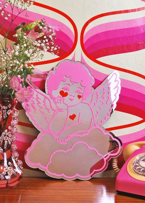 New In – PrintedWeird Cherub Mirror, Quirky Room Decor, Cherub Decor, Kitschy Decor, Retro Mirror, Heart Mirror, Big Mirror, Mirror House, Decor 2024