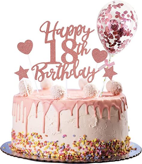 Amazon.com: Larchio Rose Gold Happy 18th Birthday Cake Topper and Balloon for Girl Birthday Decorations : Grocery & Gourmet Food Happy 18th Birthday Cake Topper, Happy 18th Birthday Cake, 18th Birthday Cake For Girls, Rose Gold Cake Topper, Balloon Cake Topper, Birthday Cake Decorations, Rose Gold Cake, Happy 18th Birthday, 18th Cake