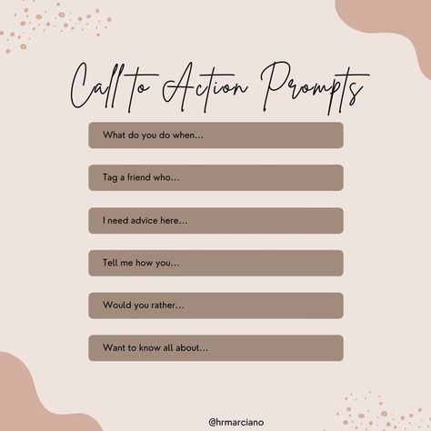 Why do we need to add a call to action to our IG posts? Because ENGAGEMENT is SO important when it comes to social media. Engagement is what gets us to show up on the Discover page & to get suggested to other people who may want to follow us. So we choose a call to action to get people to engage with the content that we share! We want to share a caption or a story that relates to our audience/viewers and then we have a call to action to get engagement on our posts. Action Prompts, Growing Instagram, Growing Social Media, Instagram Business Marketing, Grow Social Media, Grow Instagram, Social Media Engagement, Would You Rather, Ig Post