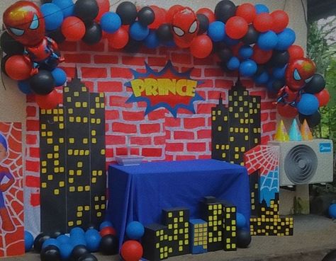 Number 1 Standee, Spiderman Diy, Brick Backdrop, Brick Backdrops, Spiderman Party, The Number 1, Diy Decorations, Paper Box, Number 1