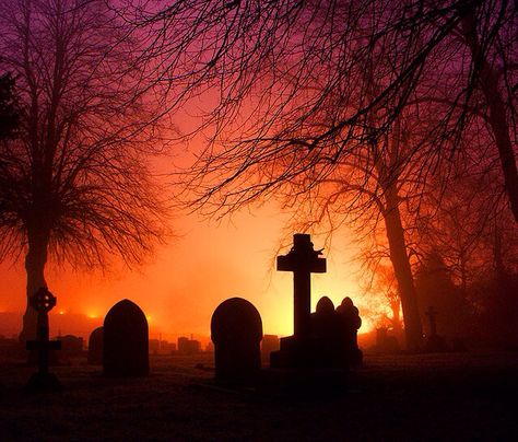 Graveyard at dawn Pictures Of England, Grave Yard, Old Cemeteries, Cemetery Art, Halloween Photos, Six Feet Under, Grave Marker, Dark Beauty, Tombstone