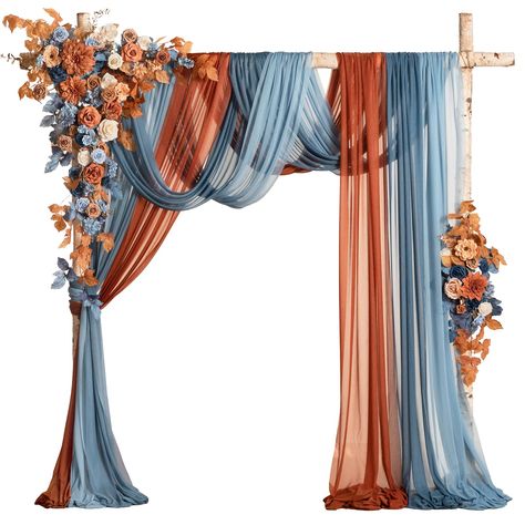 PRICES MAY VARY. COLOR INSPIRED: Create a dreamlike free spirit wedding atmosphere with the navy blue & burnt orange inspirations of russet orange & denim blue. Elevate your fantasy fall wedding ceremony backdrop decorations with Ling’s deluxe exquisite wedding arch flowers kit. FIT ON ARCH: Tailored for decorating 6' W x 7.5" H arch stand as photography show. Floral swags curve hanging on the arch, measuring about 6.23ft L x 1.64ft W and 2.95ft L x 1.15ft W. NEVER WILTED: Substitute for costly Fall Wedding Ceremony Backdrop, Sweetheart Table Flowers, Ceremony Arbor, Free Spirit Wedding, Fall Wedding Ceremony, Reception Backdrop, Burnt Orange Weddings, Wedding Arch Flowers, Arch Flowers