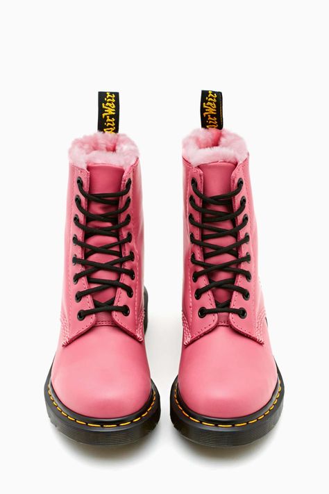 Dr. Martens Serena 8 Eye Boot - Pink | Shop Shoes at Nasty Gal Pink Doc Martens, Pink Dr Martens, Galaxy Converse, Galaxy Vans, Doc Martens Outfit, Doc Martens Boots, Dr Shoes, Pink Shop, Boating Outfit