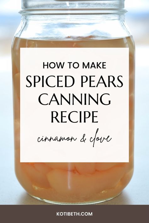 How to make spiced pears for canning. Canning pears recipes like this are easy to make in a water bath canner. Get recipes easy for spiced pears canning with cinnamon sticks and whole cloves and real vanilla extract. These spiced pears canned are in light syrup so they have less sugar. This is a unique recipe and a great way to preserve pears for the winter. Spiced Pear Jam Recipe, Spiced Pear Jam, Canning Pears, Pear Butter, Canned Pears, Pear Jam, Home Canning Recipes, Canning Recipe, Canning Jam