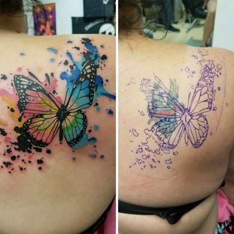 Arm Tattoos To Cover Scars, Butterfly Tattoo Cover Up, Colorful Butterfly Tattoo, Cover Up Tattoos For Women, Wrist Tattoo Cover Up, Scar Cover Up, Tattoos To Cover Scars, Insect Tattoo, Butterfly Tattoos