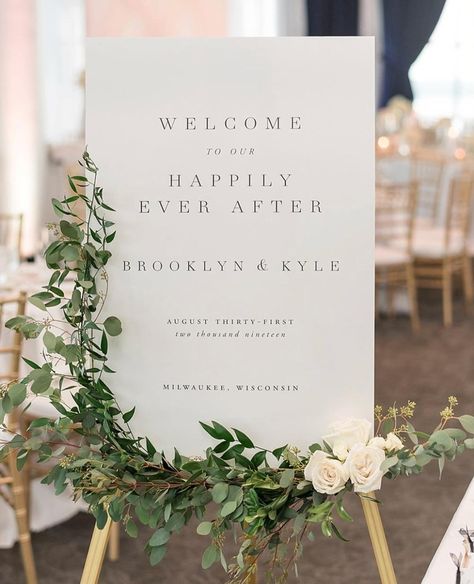 Welcome your guests right away with a large scale welcome sign! We absolutely love to see them dressed up with green Italian ruscus and simple white roses.⁠ .⁠ .⁠ .⁠ #weddinginvitations #weddinginvite #waxseals #silverwaxseals #weddingaccessories #luxurywedding #simplewedding #neutralwedding #silkribbon #luxuryweddinginvitations #classicwedding #minimalwedding #seekthesimplicity #weddinginspiration #weddinginspo #wedding #bridetobe #engaged #dailydoseofpaper #designshouldshine #welcomesign #wedd Poppy Wedding, Wedding Entrance Sign, Shine Wedding Invitations, Wedding Welcome Board, Italian Ruscus, Wedding Entrance, Future Wedding Plans, Neutral Wedding, Minimal Wedding