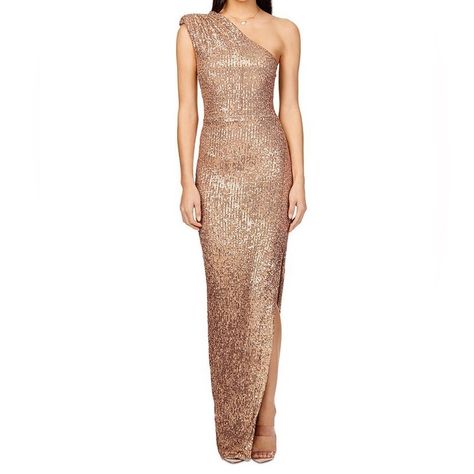 New With Tags Nookie Veda Embellished Sequin One Shoulder Gown Caramel Colored. Armpit To Armpit 17 Inches Waist 32 Inches Top To Bottom 60 Inches Halter Gown, One Shoulder Gown, Maxi Gown Dress, Sequin Gown, Maxi Dress Wedding, Gowns Online, Caramel Color, Maxi Gowns, Pink Maxi Dress