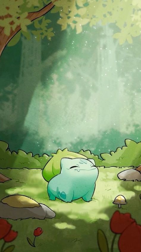 Plant Pokemon Wallpaper, Nerdy Paintings, Pokemon Cute Art, Pokémon Background, Pokémon Painting, Plant Pokemon, Pokemon Artwork, Pokemon Aesthetic, Pokemon Painting