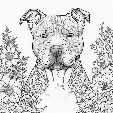 Dog Colouring, Pitbull Drawing, Dog Coloring Book, Pitt Bull, Zen Doodle Art, Dog Coloring Page, Canine Art, Doodle Coloring, Dog Crafts