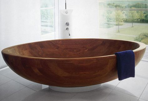 Bowl Bathtub, German Homes, Wood Tub, Wc Decoration, Wood Bathtub, Wooden Bathtub, Wooden Bath, Dream Bath, Bathtub Design