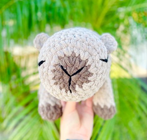 Capybara! Easy Crochet Pattern Beaver Crochet Free Pattern, Capybara Crochet Pattern Free, Crochet Capybara, Free Capybara Crochet Pattern, Crochet Kangaroo Free Pattern Amigurumi, Cute Crochet Capybara, Folded Arms, Bernat Blanket Yarn, Crochet Amigurumi Free Patterns